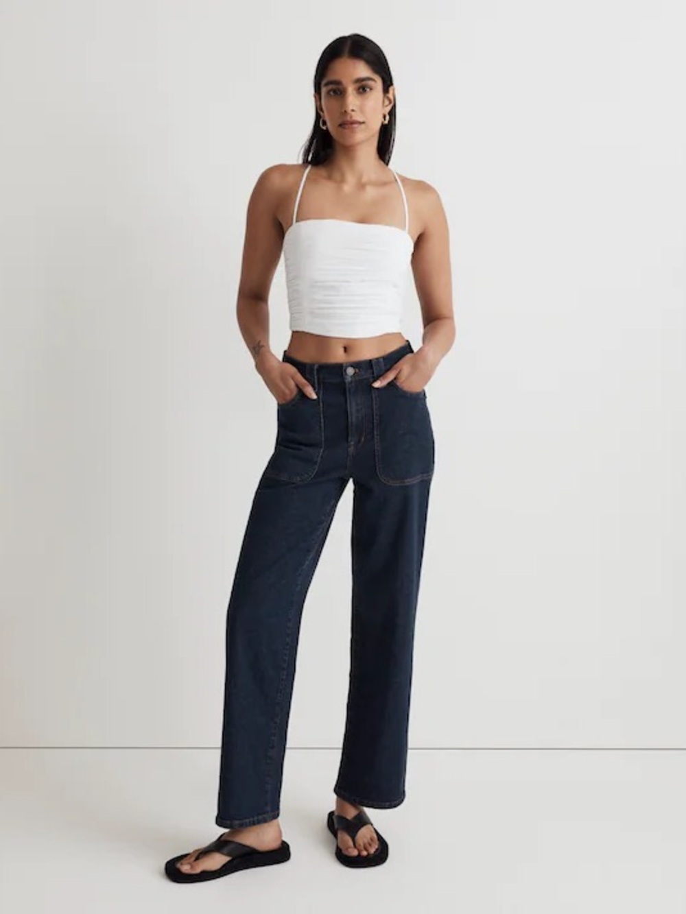 MadeWell Poplin Crop Tube Top in Eyelet White NWT 2